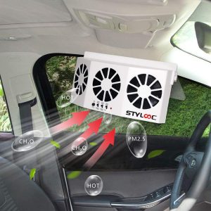 This Solar Powered Exhaust Fan vents air out of hot cars.